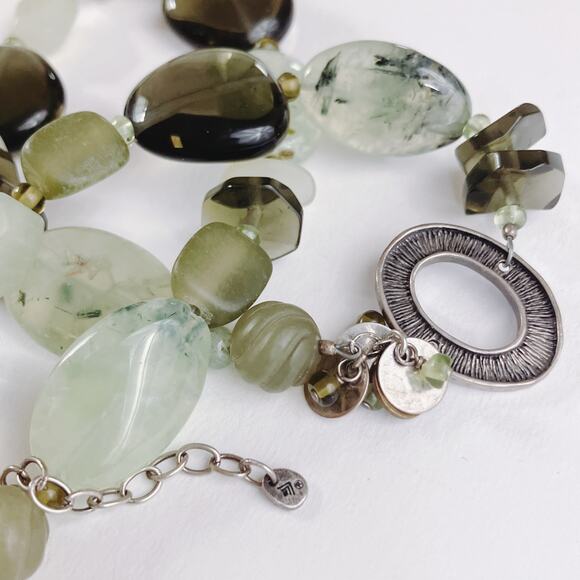 Chunky Retired Silpada Sterling Green Gemstone Necklace, Serpentine Quartz N1995 - Picture 8 of 9